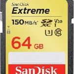 MEMORIA SANDISK 64GB SDXC EXTREM UHS-I 150MB/S 4K V30 CLASE 10